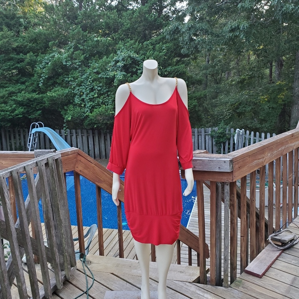 WET SEAL cold shoulder Sexy red Dress, Sz XL